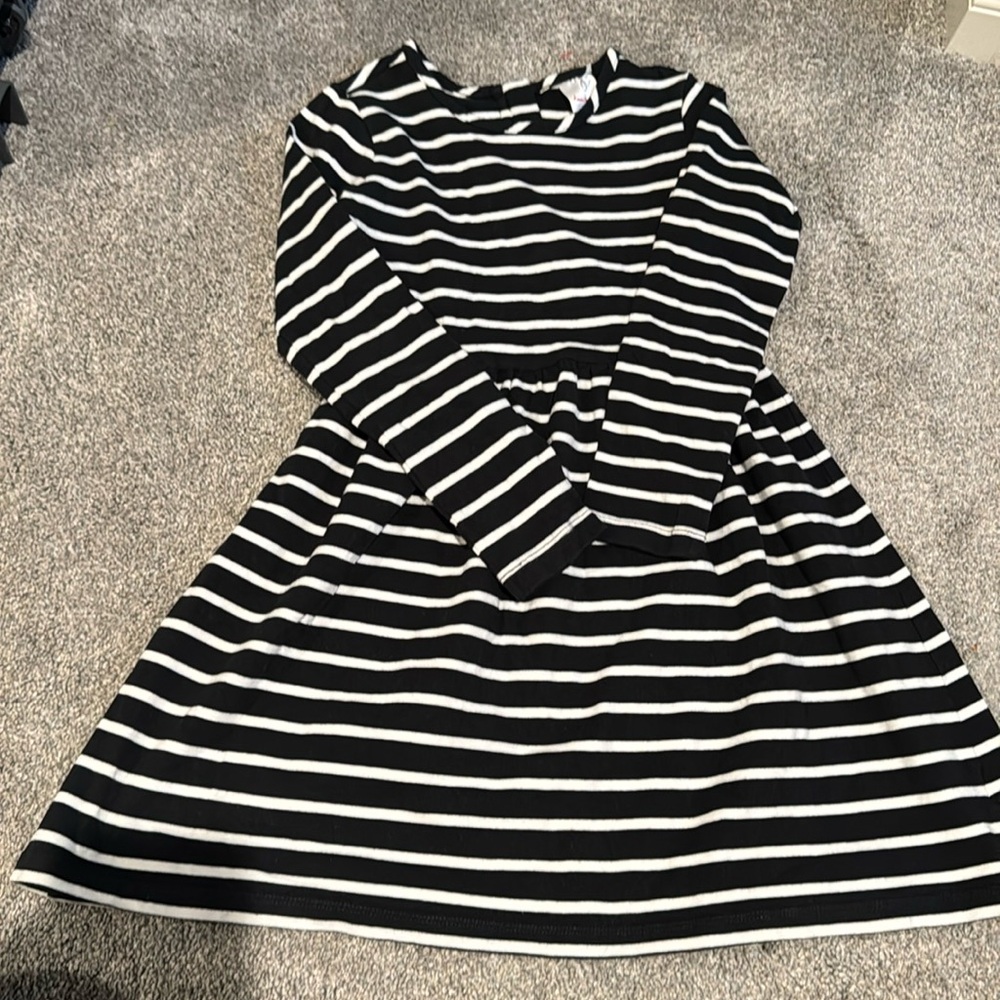 Hannah Anderson size 130 girls black and white striped dress. EUC.